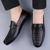 FashionGenuine Leather Casual Shoes Slip-On Comfortable Driving Shoes Leisure Walk Male Loafers Minimalist Design Dress Shoes for Men