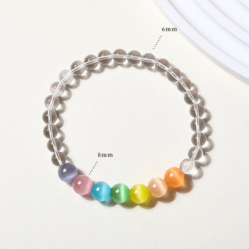 Aquamarine & White Crystal Beaded Bracelet: Fairy Summer Style for Girls, Sweet & Simple Fashion Hand Jewelry with a High-End Feel