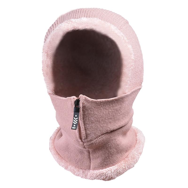 Women Autumn Winter Cold Resistant Plush Thickened Neck One Piece Warm Ear Protection Cover Knitted Hat