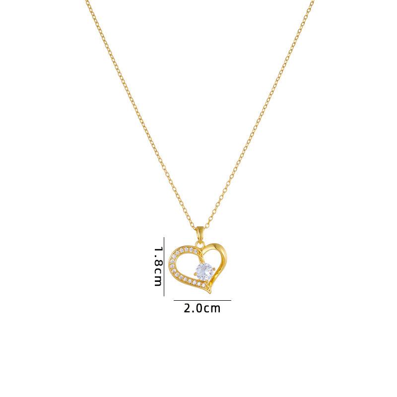 Hot Sell Heart Zircon Pendant Necklace Stainless Steel High Quality Geometric Choker Jewelry Party Gifts For Women Girls