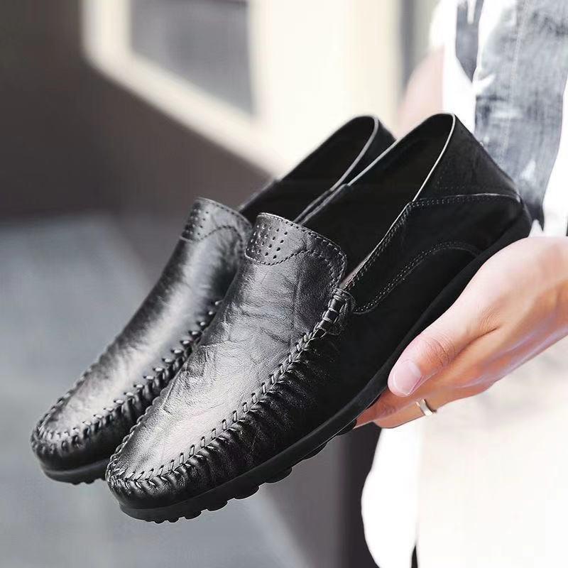 Mocassini da Uomo in Pelle Slip-On per Primavera e Autunno - Scarpe Casual da Guida con Suola Morbida