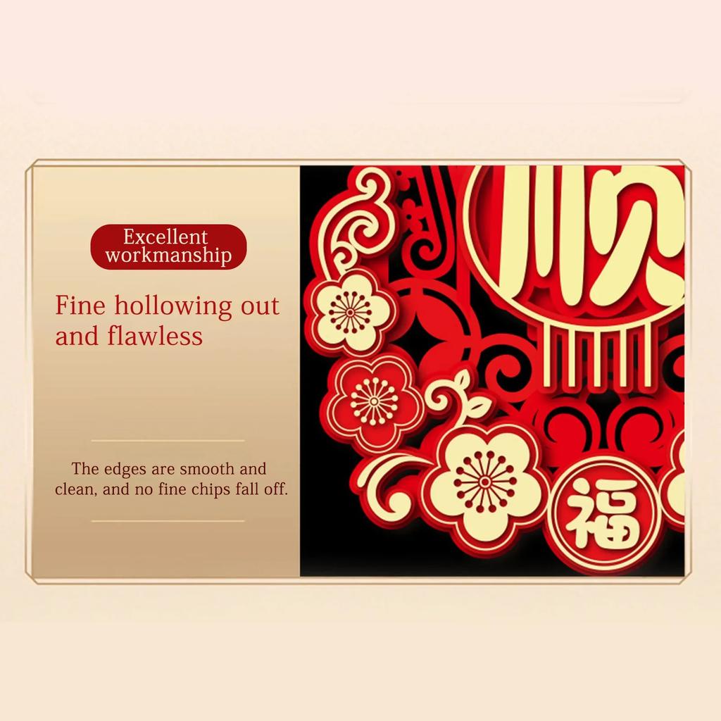 2026 Chinese New Year For Dragon Fuzi Door Stickers Hollowing Out Three-Dimensional Blessing Character Spring Festival Hanging