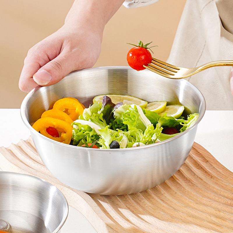 3Pcs Stainless Steel Salad Bowls Set Oven Safe Durable Kitchen Mixing Bowls With Measurement Marks For Baking And Mixing