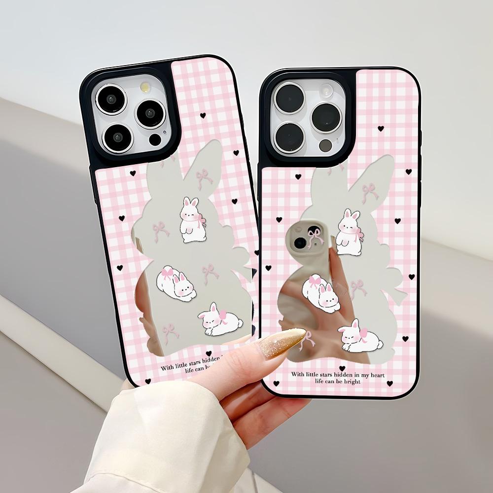 Mirror Phone Case for iPhone 15 11 13 14 for 15 16 Pro Max 12 13 16 Pro Cloud Flower and Animal Cute Style Phone Case