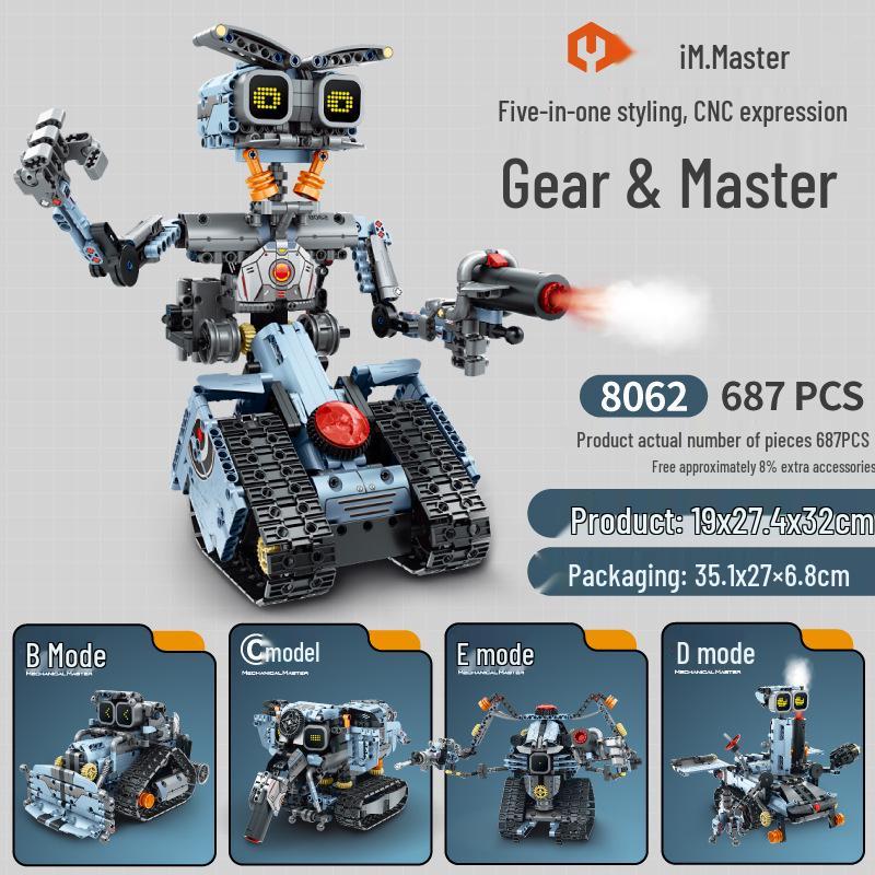 Five-in-One Programmable Wall-E Robot: Assembly Building Blocks, Electric Science Education, Remote Control, Compatible with Lego