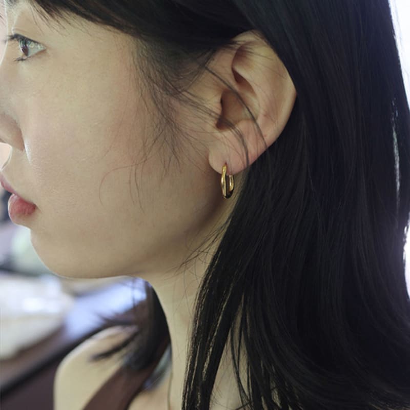 Modernlike 14k Gold-filled Silver Flow Cast One-touch Earrings