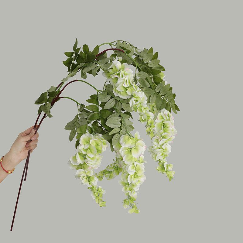 Wisteria Flower Wall Hang, Floral String Plants, Rattan Wedding Backdrop Arrangement, Home Ceiling Decor Vine, 3 Branches