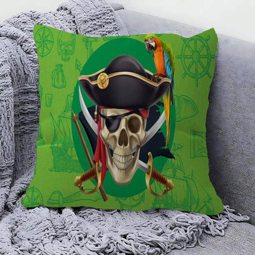 Pirate Ship Rune Skull Pillow Anime Pillow Sofa Bed Head Pillow Cover Cushion Cover 45x45 cm Fashion