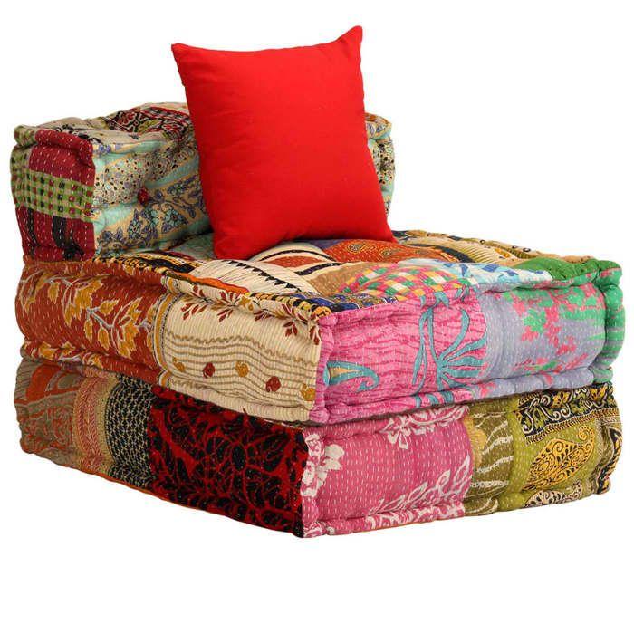VidaXL Pouf modulaire à 3 places Patchwork Tissu