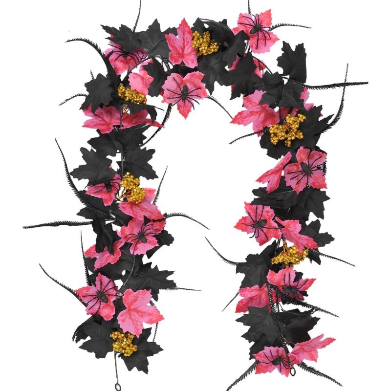 

Flexible Artificial Maples Leaf Stem Halloween Decoration Black Silk Leaves for Fireplaces and Window Displays