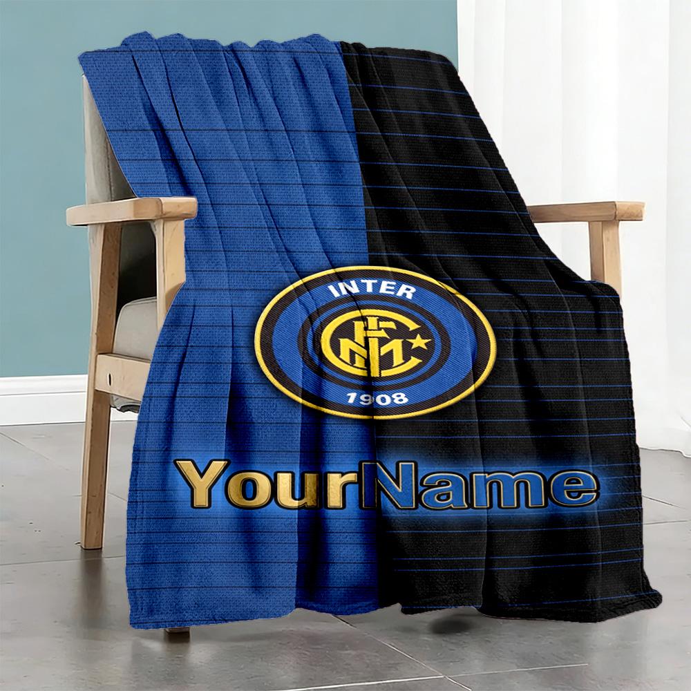 Inter Milan Personalized Name Blanket Throw Personalized Blanket Comfortable for Bed Livingroom Office Sofa Ideal for All Seasons