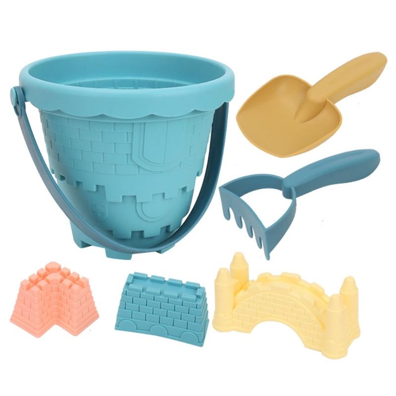 

6pcs Sandcastle Molds Seaside Sand Portable Castle Mold Sand Mold Building Toy Babies Children Model Sand Building Kits