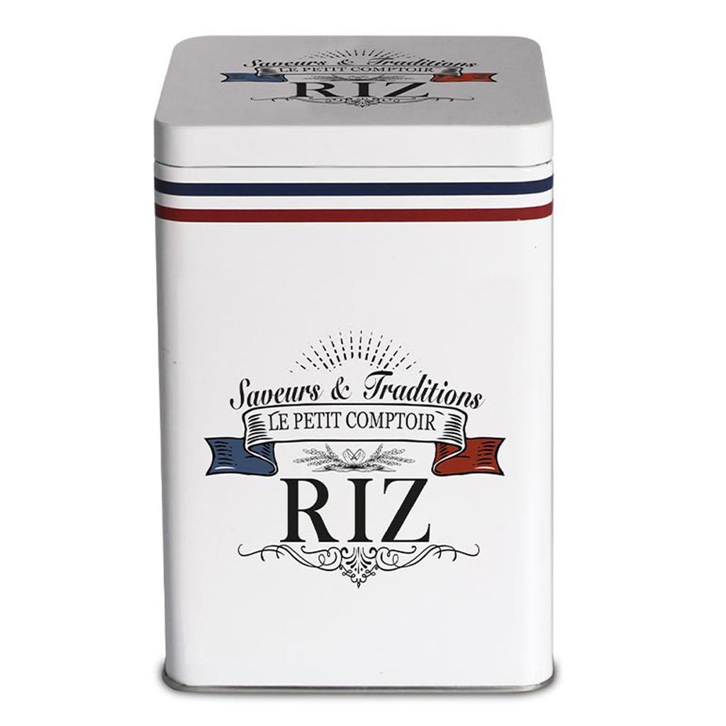 Les Trésors De Lily [A3025] - Cutie de orez din metal alb „Le Petit Comptoir”. (arome și tradiții) - 18x12x12cm