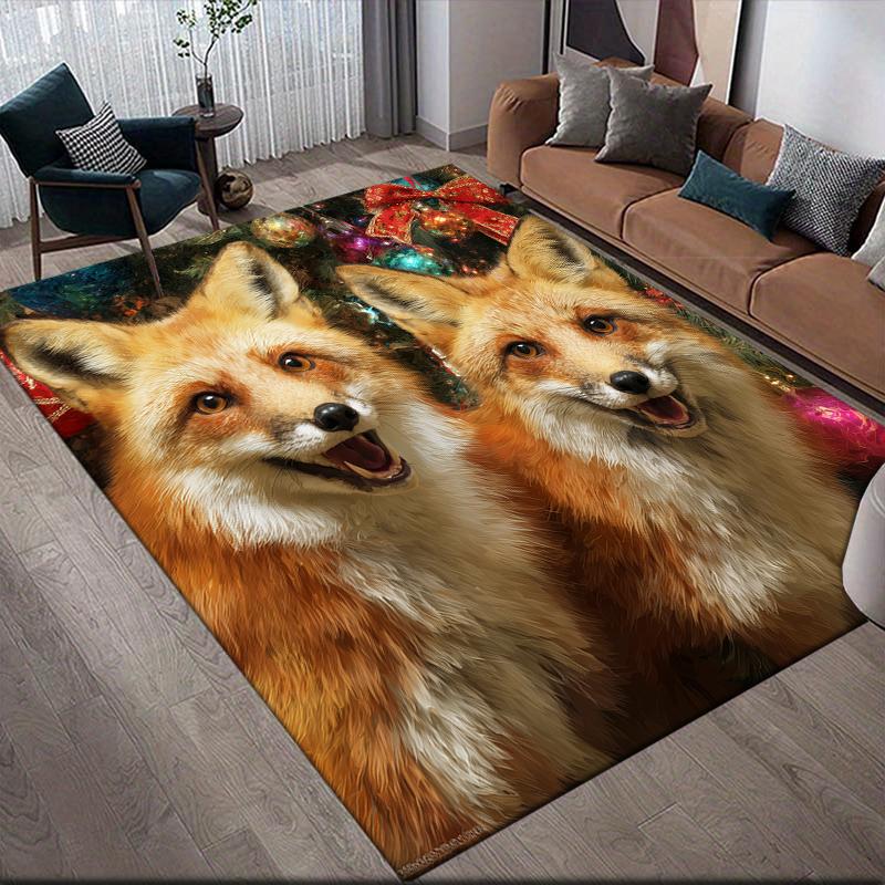 Weihnachtstiere Heim-Sofa-Dekoration für Wohnzimmer & Schlafzimmer, Rutschfeste Spiel-Flanell-Fußmatte für Spielzimmer