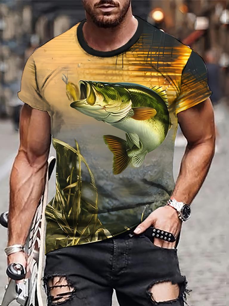 Men's Fishing Shirt Summer T Shirt Short Sleeve Tee Top Men T-Shirt Harajuku Casual T Shirt Men Round Neck Tops Fishing T-Shirts