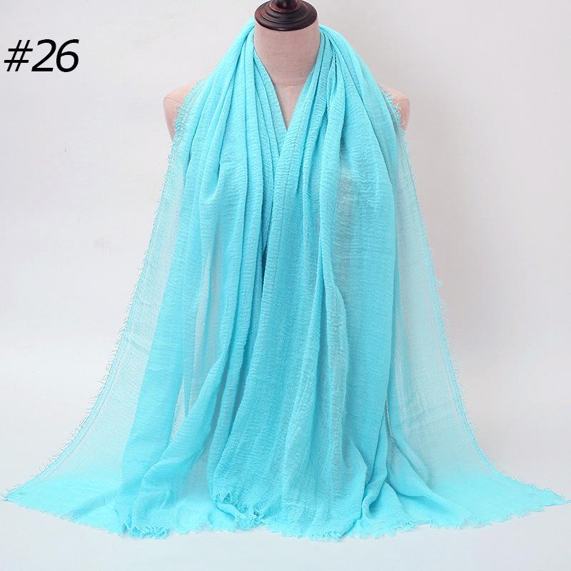 Solid Color Wrinkled Cotton-Linen Feel Women's Headscarf with Fur Edge