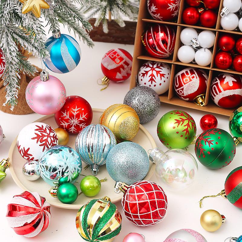 6CM Electroplated Irregular Painted Christmas Ball Ornaments Gift Box Set - Tree Hanging Decorations