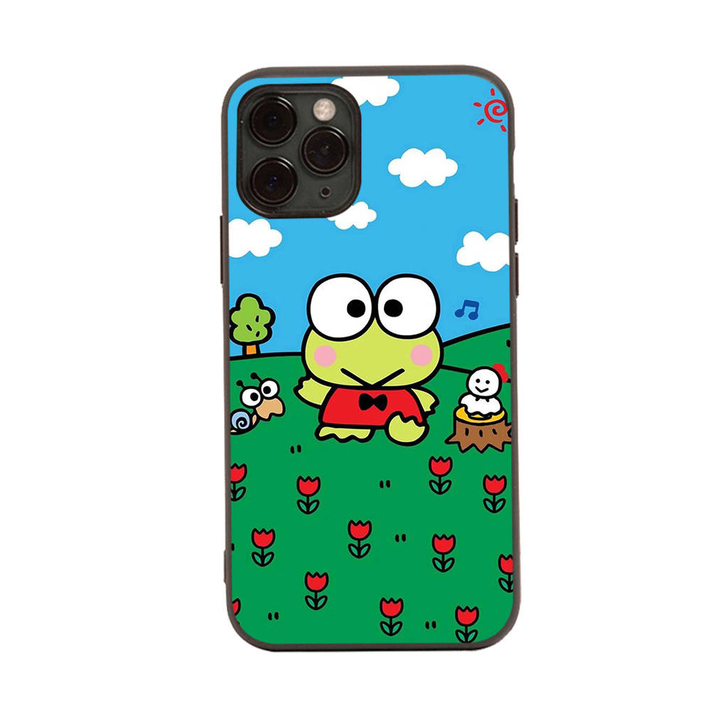 HK19 Lovely Keroppi Black Sofe Case for iPhone 16 15 Plus 14 13 Pro 8 SE XR XS Max P30 Nova 5T Y5P Y6 Y7 Y8P Y9 Realme C30 C33 C31 VIVO Y36 V27