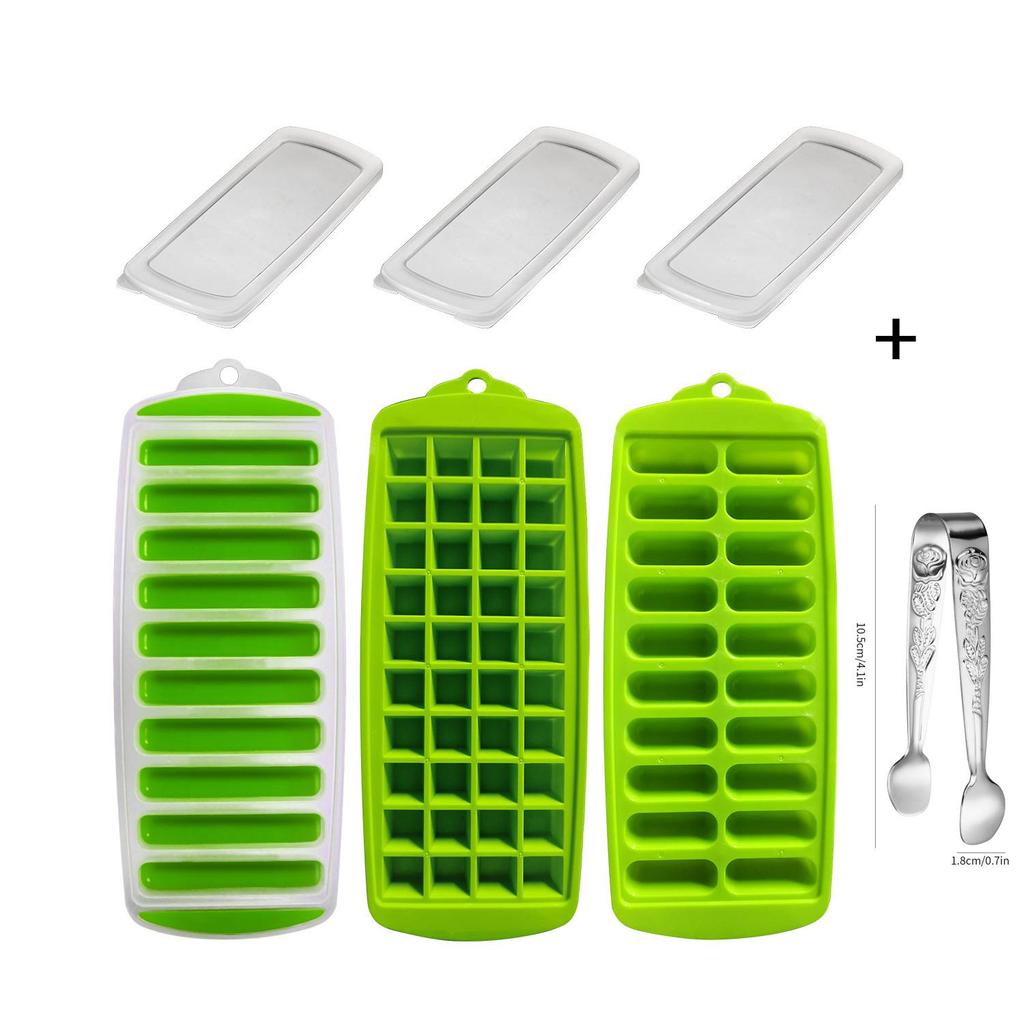 Långsmal Silikonform för Isbitar Pop Out Plastisbitsbricka med Lock Återanvändbar Isglassform Lättsläppt Barkitche