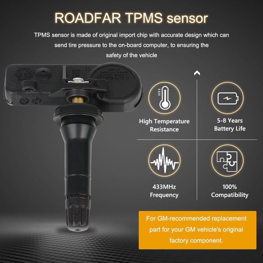 ROADFAR TPMS Sensor 433MHz Tire Pressure Sensor Fits 2019-2022 for Ram 1500 Replaces 68293199AA 4Pack