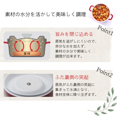 D&S Waterless Casserole Dish, 20cm, 2.6L, IH and Gas Compatible, Waterless Cooking, Flavor-Retaining, Ceramic Coating for Non-Stick, Oven Safe, Includ