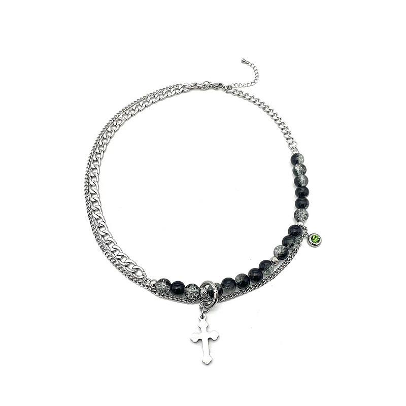 

Hip Hop Cross Earrings Pendant Chain Necklace For Men Women Trendy Accessory