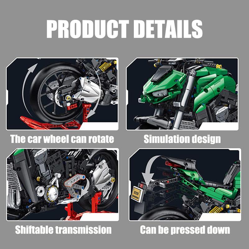 Technical MOC Kawasakied Z1000 Motorcycle Model Building Blocks City DIY Motorbike Racing Car Bricks Toys For Children Boy Gifts