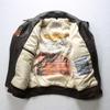 Pilot Jacket Men Warm Real Removable Fur Collar Genuine Cow Leather Coat Vintage Bomber Jacket