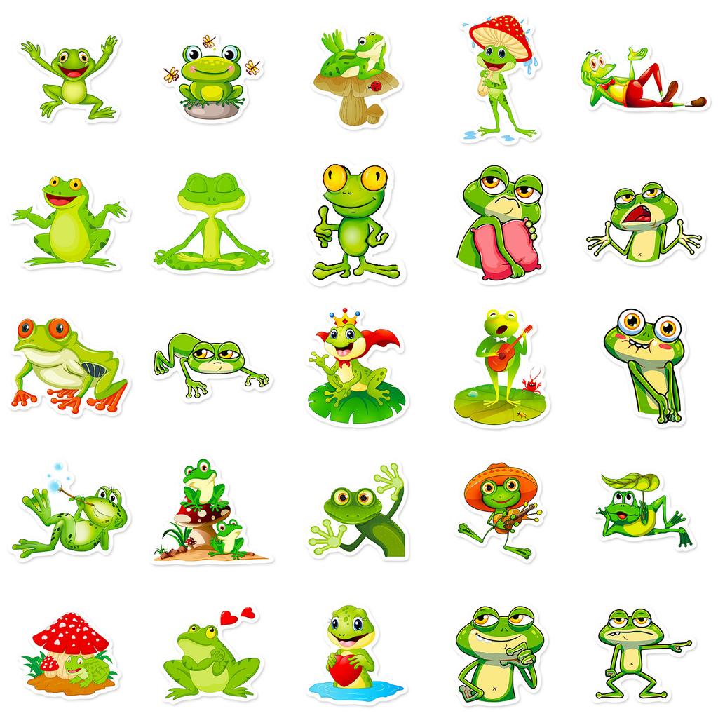50 Cartoon Guagua Series Stickers Fun DIY Children's Stickers Focus On Animal Little Frog