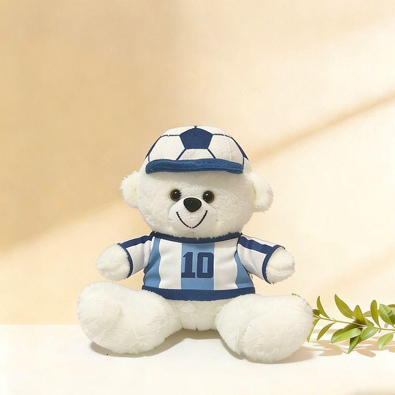 Orso Giocattolo di Peluche Calcio Carino Morbido Orsacchiotto Ripieno Calcio Con Maglia e Cappello Rimovibili Per Bambini Adulti Regalo per Appassionati di Sport Decorazione per la Casa