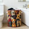 Quilted Floral Laundry Basket Fabric Boho Storage Hamper with Handles Foldable Large Capacity Laundry Bin for Nursery Bedroom Clothes Kids Toys