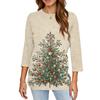 Women's Fashion Casual Christmas Printed Round Neck Long Sleeve Pullover Top