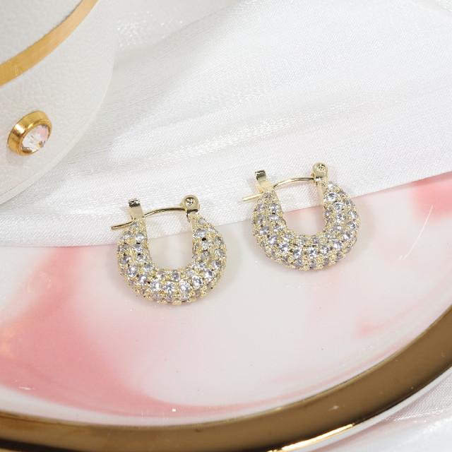 Creative Simple Design Lock Square Earring 14K Real Gold Exquisite Copper Inlaid Zircon Women Earrings Jewelry