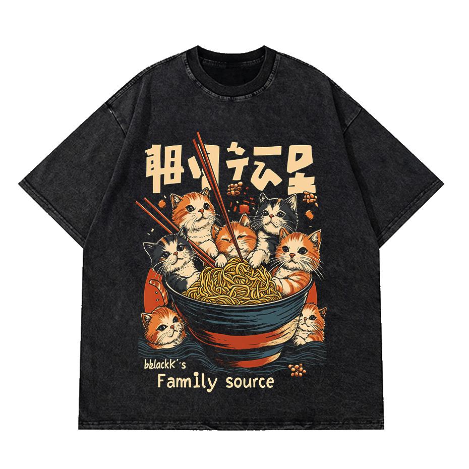 

gatto samurai per uomo estate trendy giapponese manica corta magliette oversize streetwear felpa casual abbigliamento maschile S