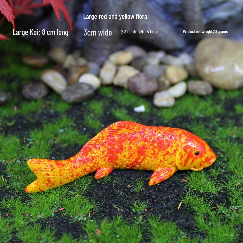 Realistic Koi Fish Micro Landscape Aquarium Ornament Resin Figurines