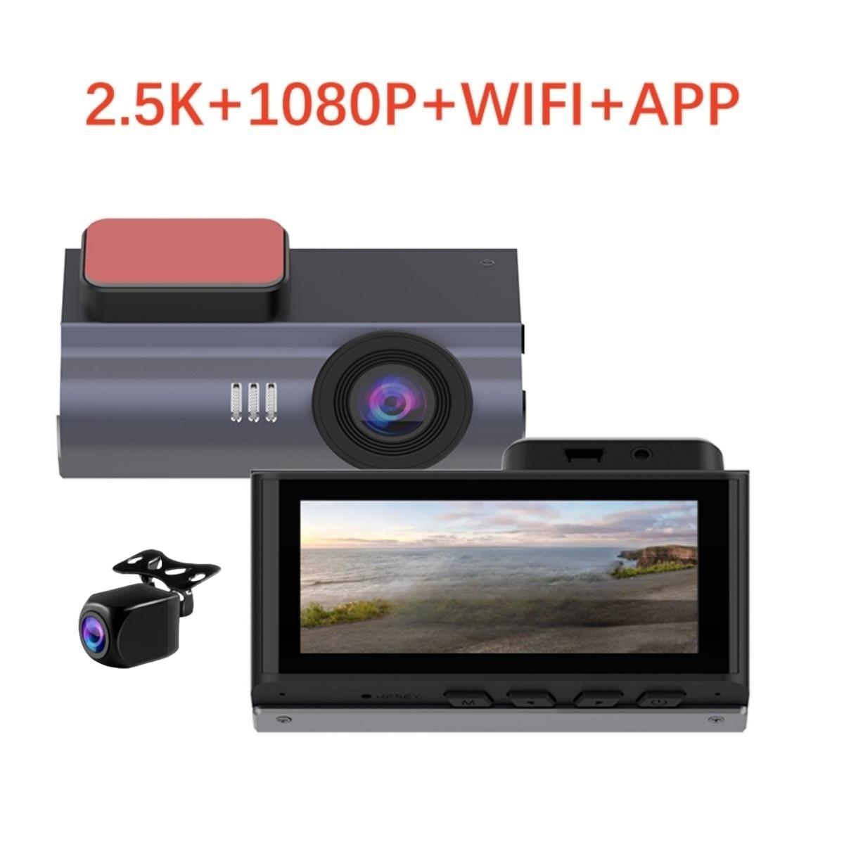 

3.39Inch 2.5K+1080P Dash Cam Dual Lens Ultra HD Real Car DVR Camera WIFI Rear View Night Vision WDR Video Recorder 24H Parking None