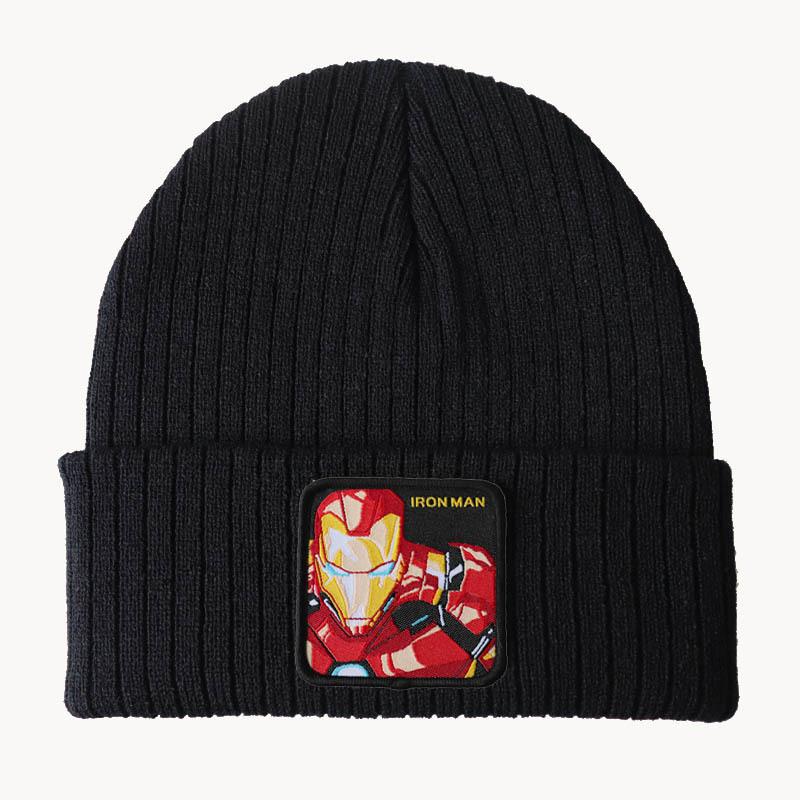 

New large-sized knitted hat, winter hat, anime series Iron Man character knit hat, trendy hat, street dance hat Adjustable