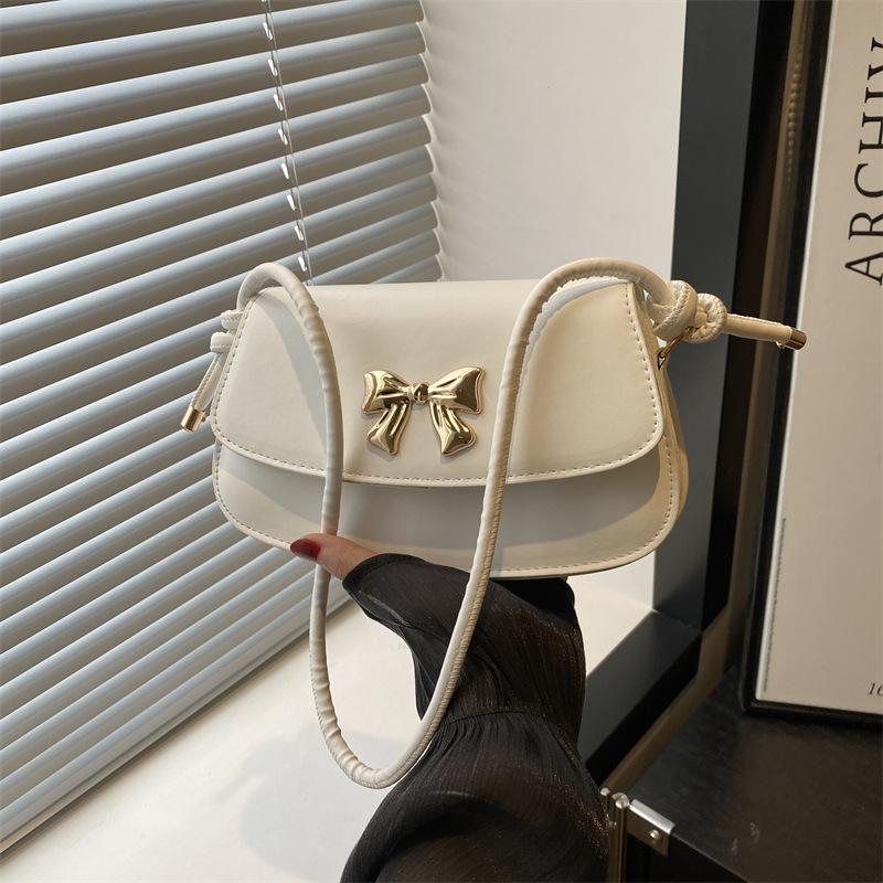 Beautiful Trend Casual Versatile New Simple Bow Small Square Bag Shoulder Messenger Bag Commuter Bag
