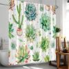 Green Plants Shower Curtain Tropical Leaves Cactus Succulent Flower Botanical Bathroom Decor Polyester Bathtub Curtain With Hook