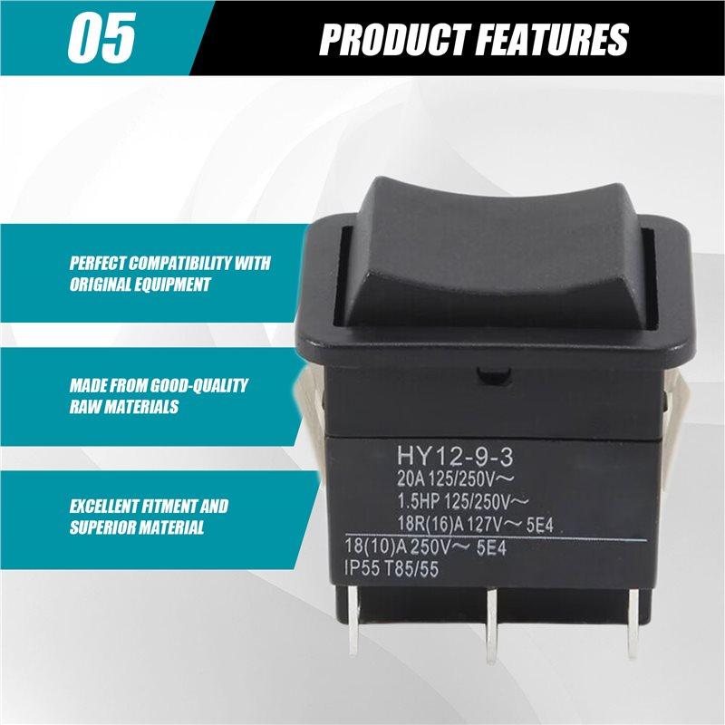 A34R Rocker Switch, HY12-9-3 6Pins Industrial Electric Rocker Switch 125V/250V Pushbutton