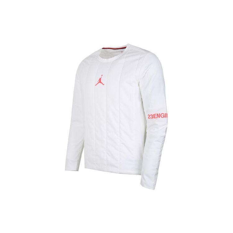 Jordan Engineered Quilted Crew Neck Logo Long Sleeve Sweatshirt Men Tops White AJ1055-100
