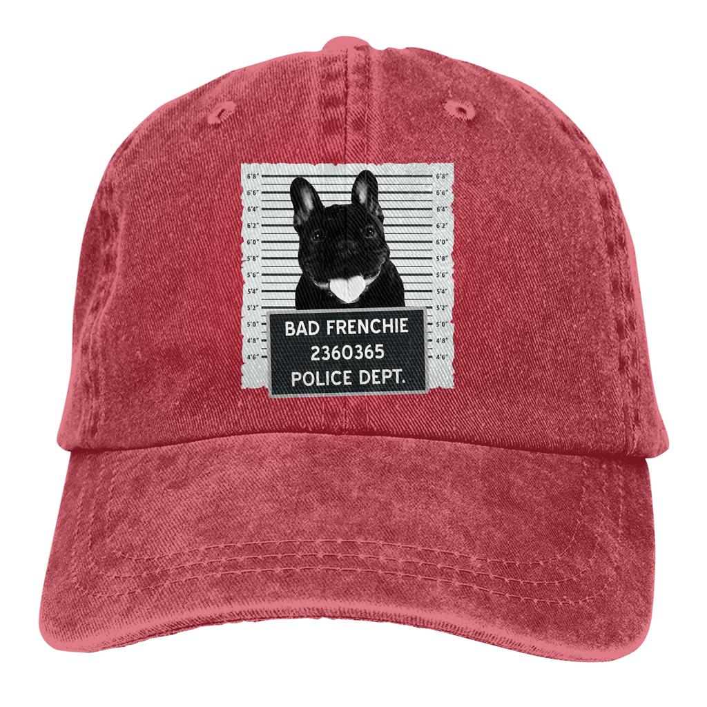 Vypraná unisexová baseballová čepice Frenchie Mug Shot Trucker Snapback čepice Táta Klobouk Francouzský buldoček Pet Dog Lover Golfové čepice