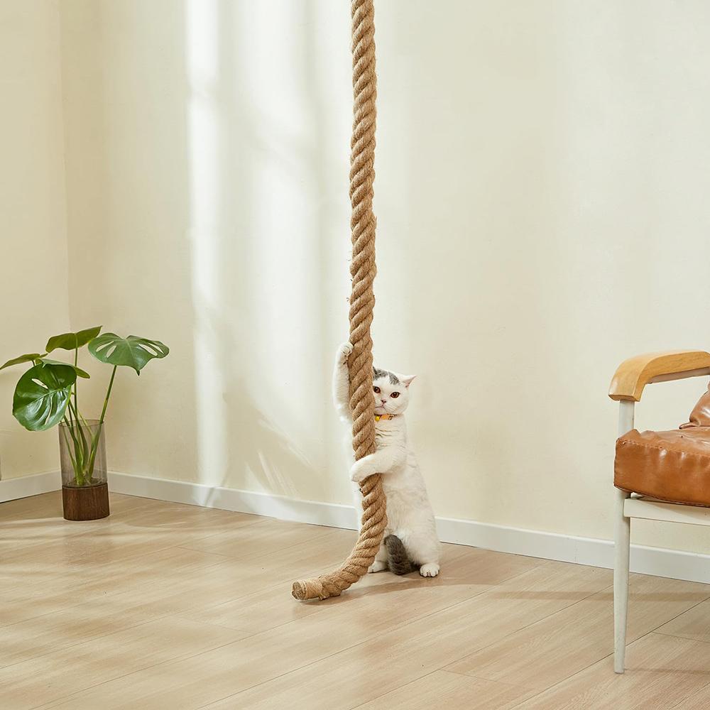 3m Ceiling Cat Climbing Rope Jute Rope Wall-mounted Solid Wood Pet Home Suitable for Cats To Climb and Play