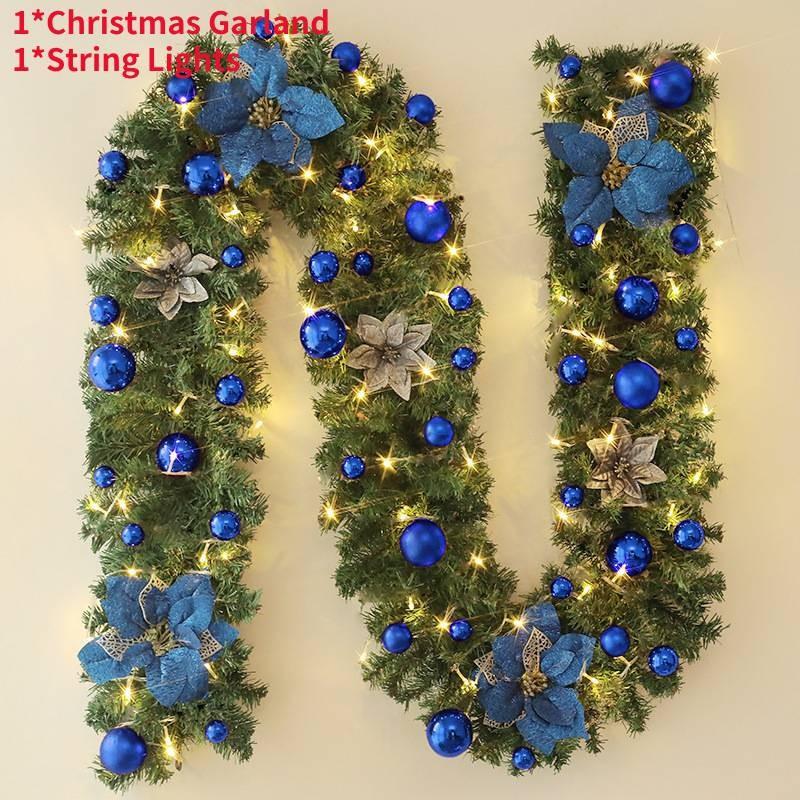 2.7 Meters Luxurious Christmas Garland With Colorful Flowers And Led Lights Perfect For Festive Decorations