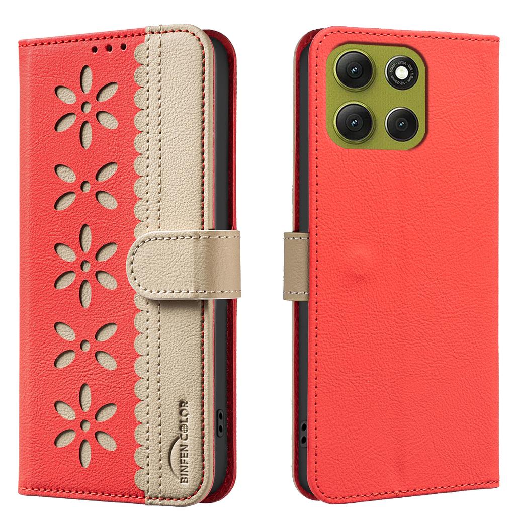 For Motorola Moto G86 5G Leather Case BINFEN COLOR BF36 Floral Pattern Phone Cover RFID Blocking Wallet Stand