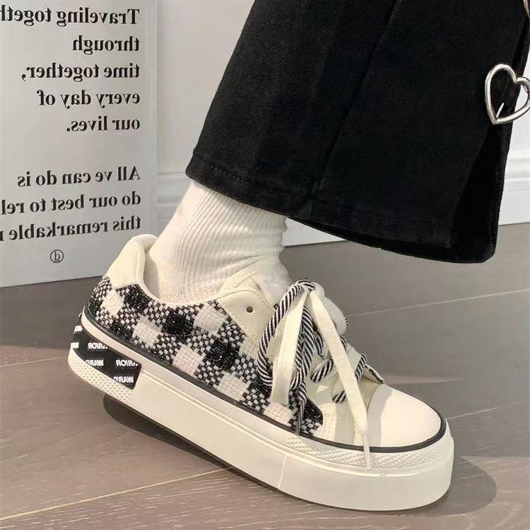 Fashion Woman Footwear Round Toe Canvas Shoes for Women Spring Autumn High on Platform Summer Trend 2025 Wholesale Fashion Clothing Kpop