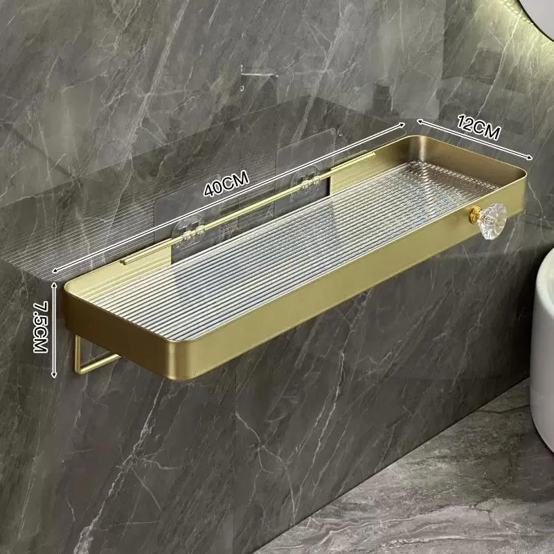 Goldenes Lagerregal ohne Bohren Badezimmer Waschbecken Waschschale Wandmontage Kosmetik-Lagerregal Badezimmerzubehör Regale