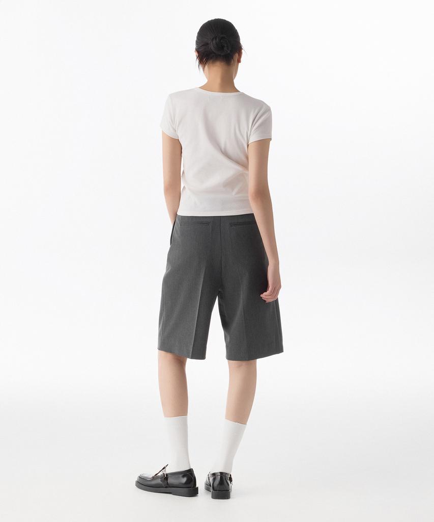 MUSINSA STANDARD WOMAN Women'S Wide Bermuda Half Slacks [Medium Gray]