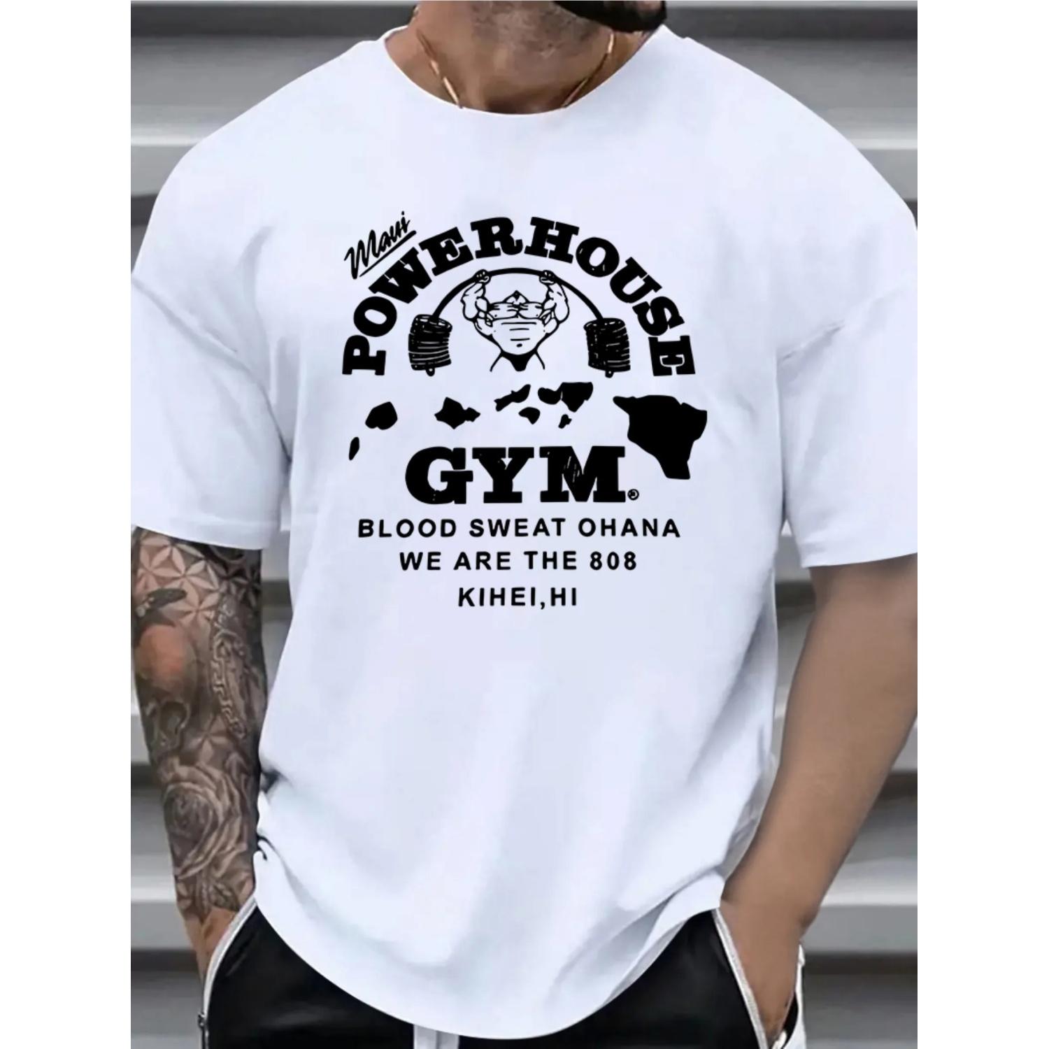 

Muscle Men Cotton TShirt Gym Maui Style White Fitness Graphic Tee Workout Activewear Casual Athleisure S чёрный