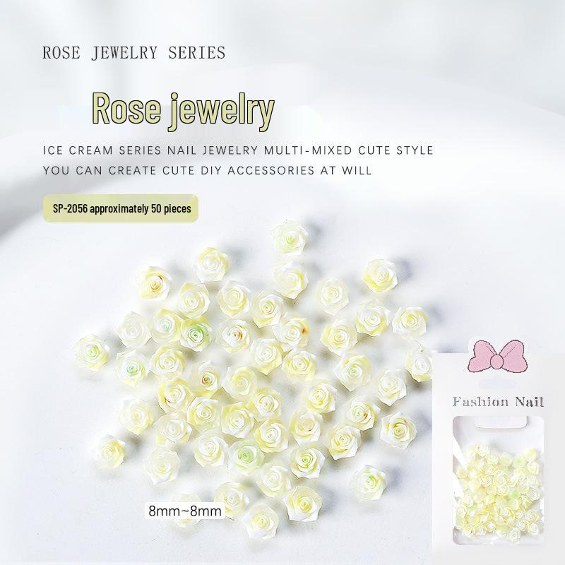 Gradient Camellia Resin Rhinestones Rose Nail Art Decorations, 3D Colorful Flatback Flowers (Approx. 50 Pieces)